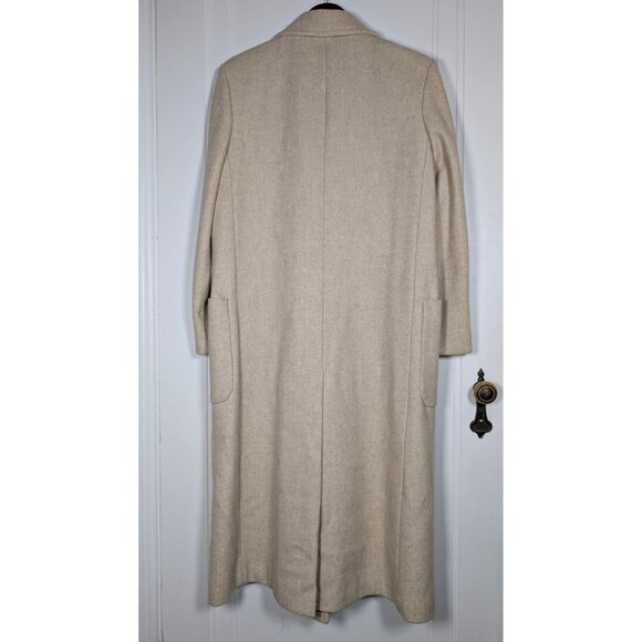 Vintage Union Made Tan Beige Wool Long Pea Coat Overcoat Women's Size 10 Medium - Picture 2 of 5